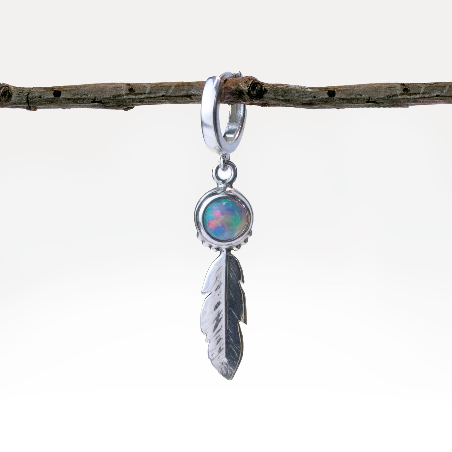 Opal Feather Earring