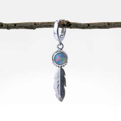 Opal Feather Earring