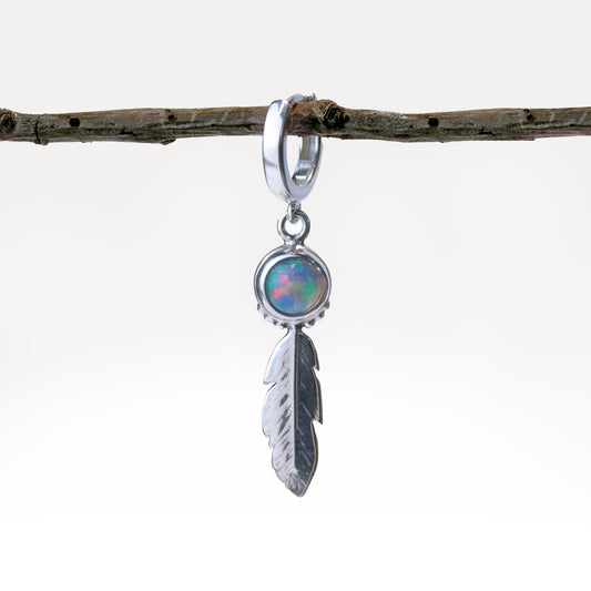 Opal Feather Earring