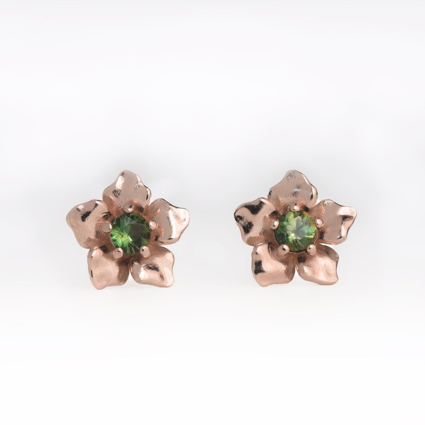 Green Sapphire Flower Earrings