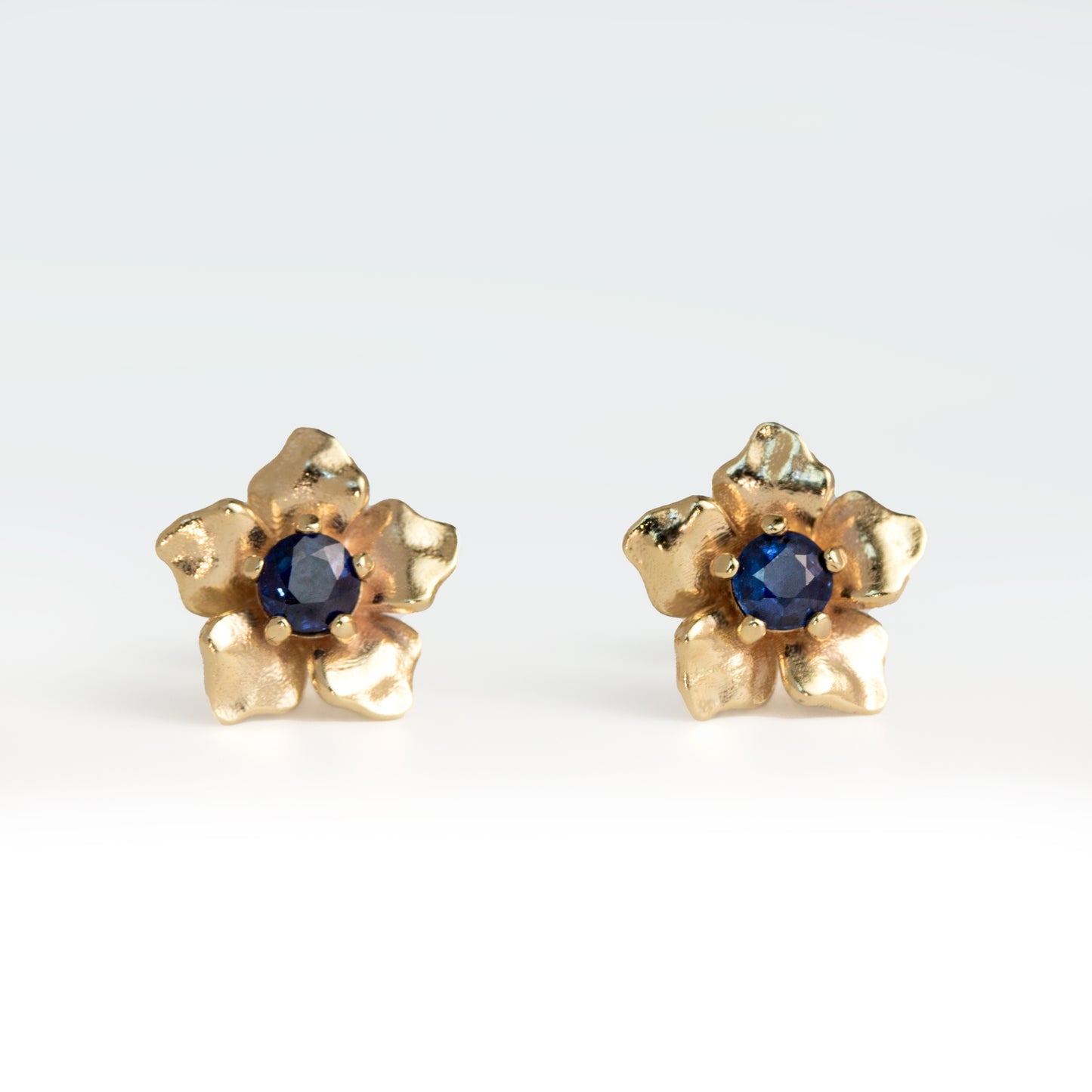 Blue Sapphire Flower Earrings